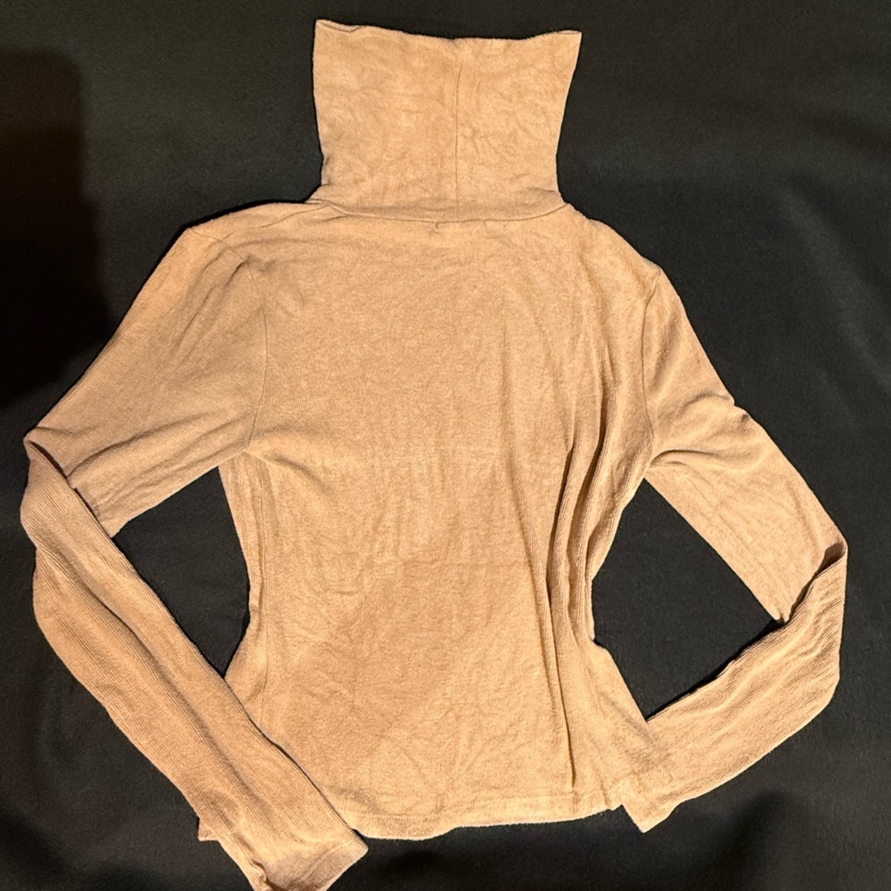 GB Tan Turtleneck Long Sleeve Top